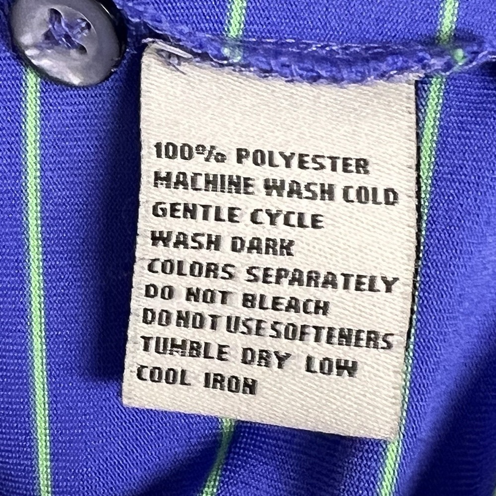DONALD ROSS Golf Shirt Medium Short Sleeve Blue w/Green Stripe Polyester - Picture 11 of 11